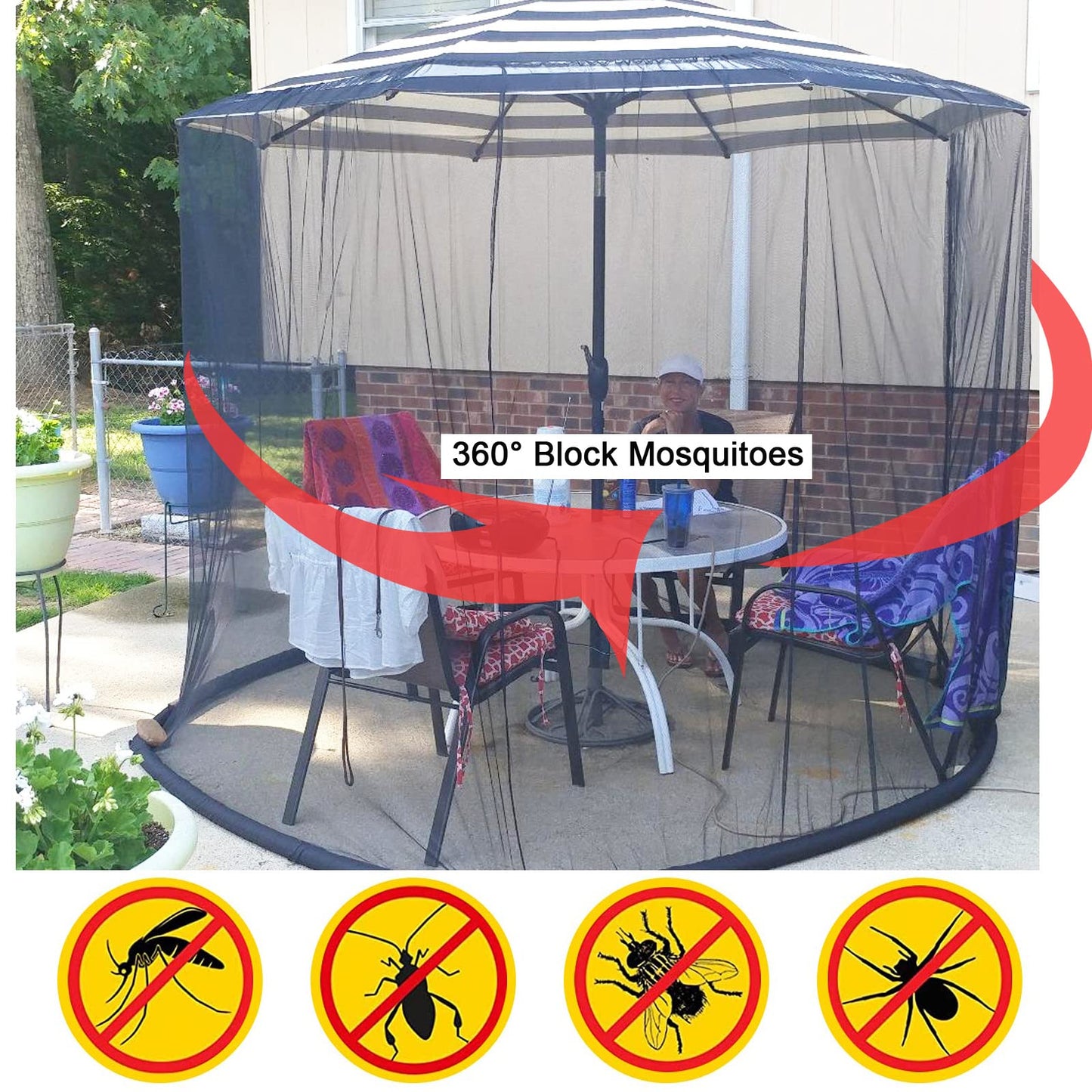 hambort™ - 7.5-10 FT Patio Umbrella Mosquito Net