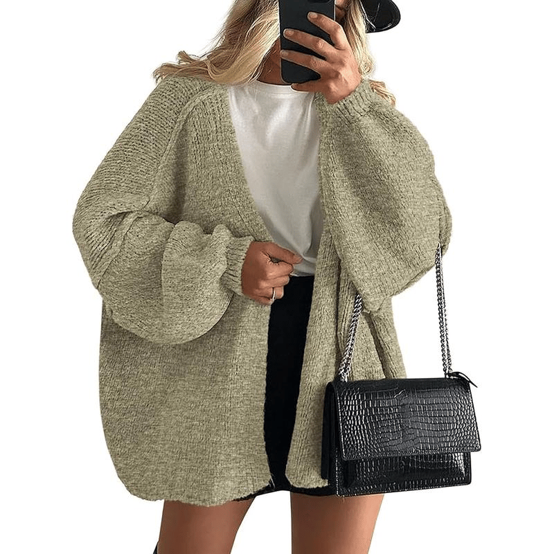 🧺✨ Women's Oversized Cardigan Sweater Fall Long Lantern Sleeve Knit