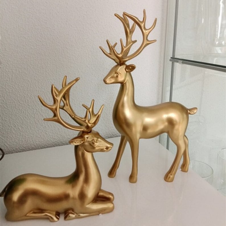 hambort™-Golden Couple Deer Figurines