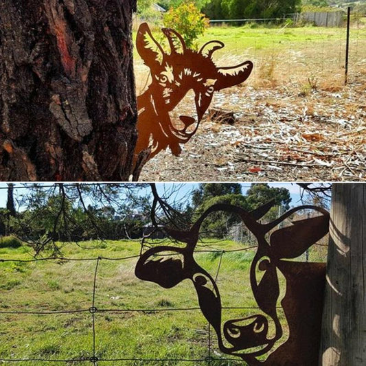 hambort™-Outdoor garden farm peeping goat metal artwork interior decoration (meaning pastoral, natural and friendly)