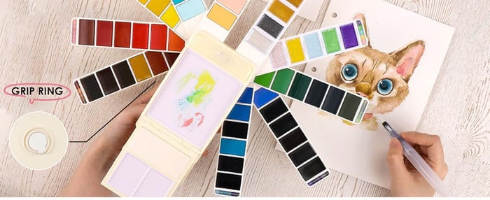 🎨Foldable Watercolor Set Of 56 With Water Brush Pen