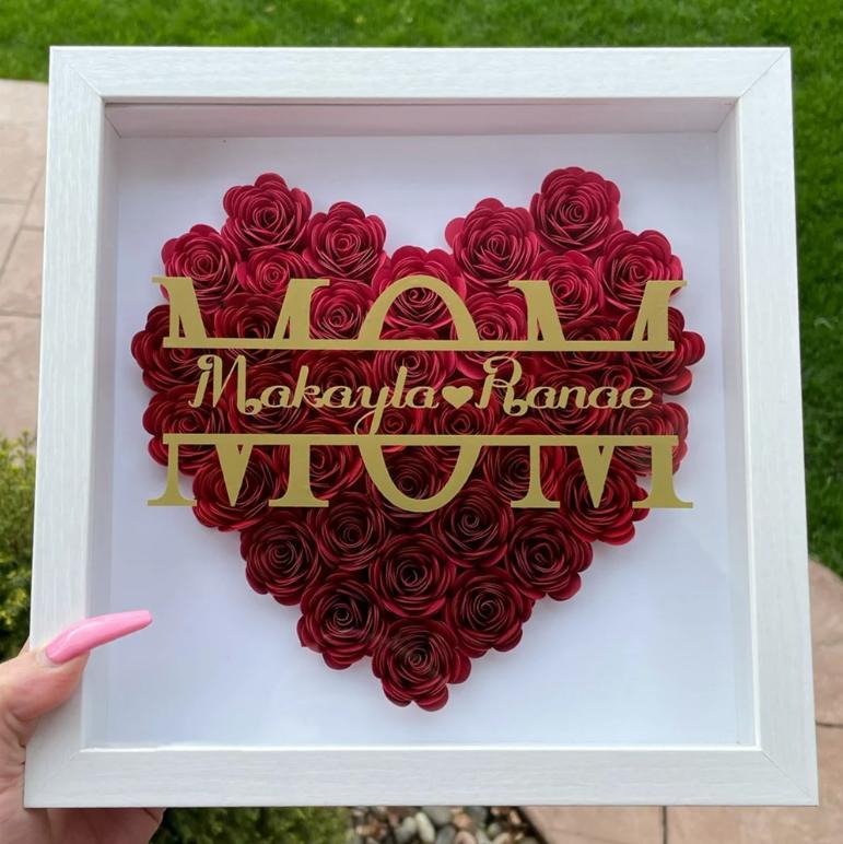 hambort™-Mom Heart Shaped Monogram Flower Shadow Box Gift