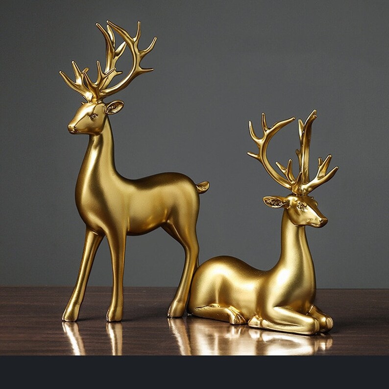 hambort™-Golden Couple Deer Figurines