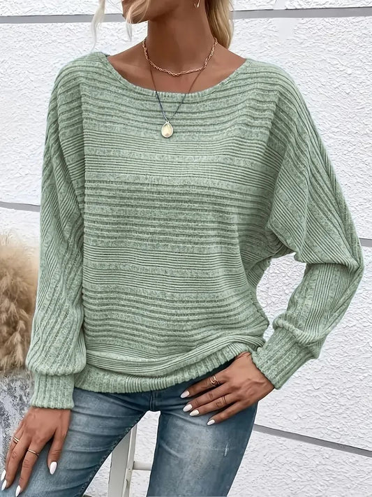 ⏰Hot Sale-Women's Soft Solid Batwing Sleeve Pullover Long Sleeve Top