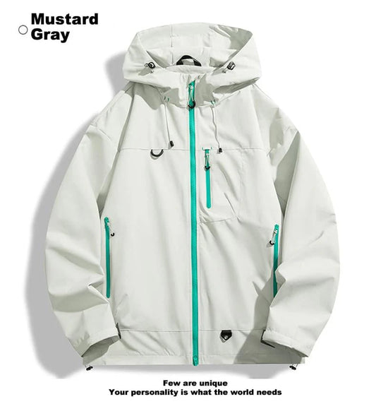 🍁🧥New Outdoor Hooded Couples' Mountain Climbing Jacket🍂Spring & Autumn Windproof Waterproof Breathable Stylish Plain Jacket