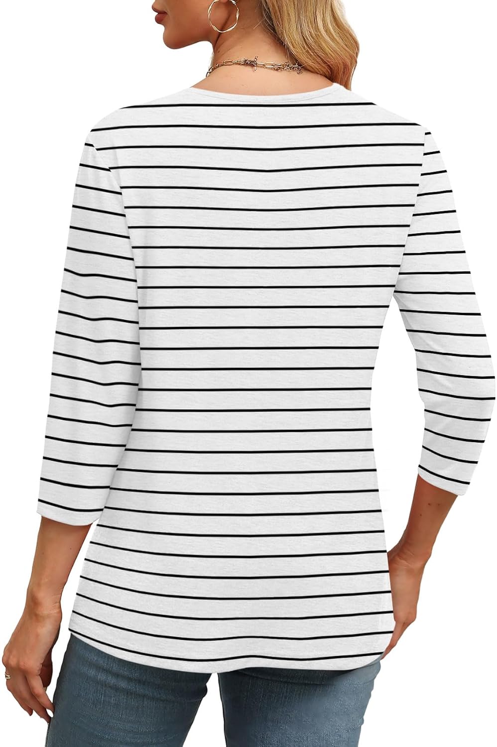 NEW🔥 Women's V Neck 3/4 Long Sleeve  Loose Fit  Tops