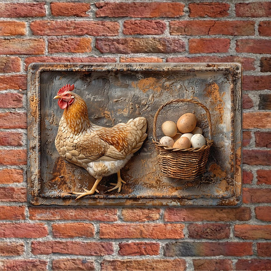 hambort™-Vintage Chicken & Fresh Eggs Metal Sign