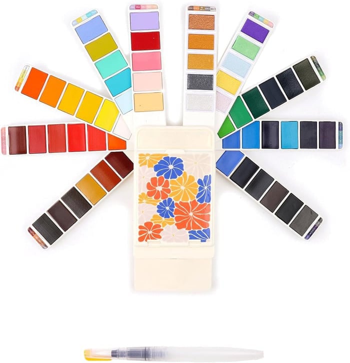 🎨Foldable Watercolor Set Of 56 With Water Brush Pen