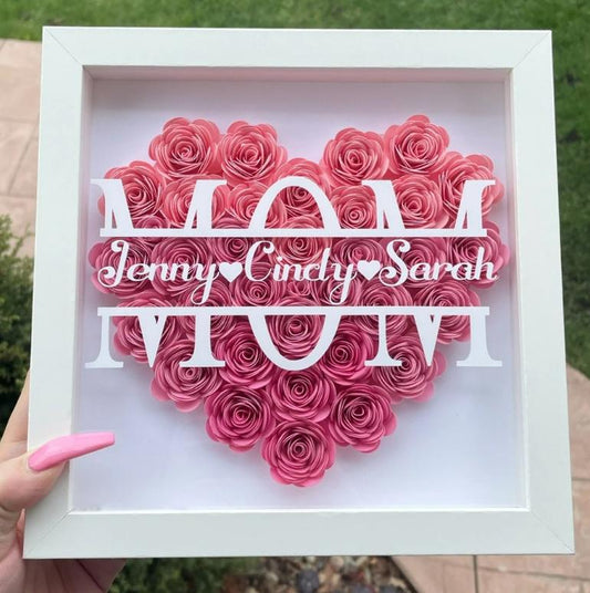 hambort™-Mom Heart Shaped Monogram Flower Shadow Box Gift