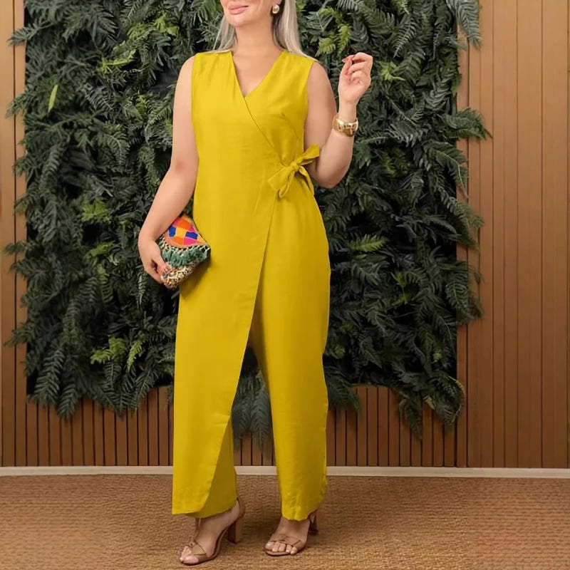 Limited Sale 49% OFF💖 Solid Color Casual Strapless V-Neck Jumpsuit