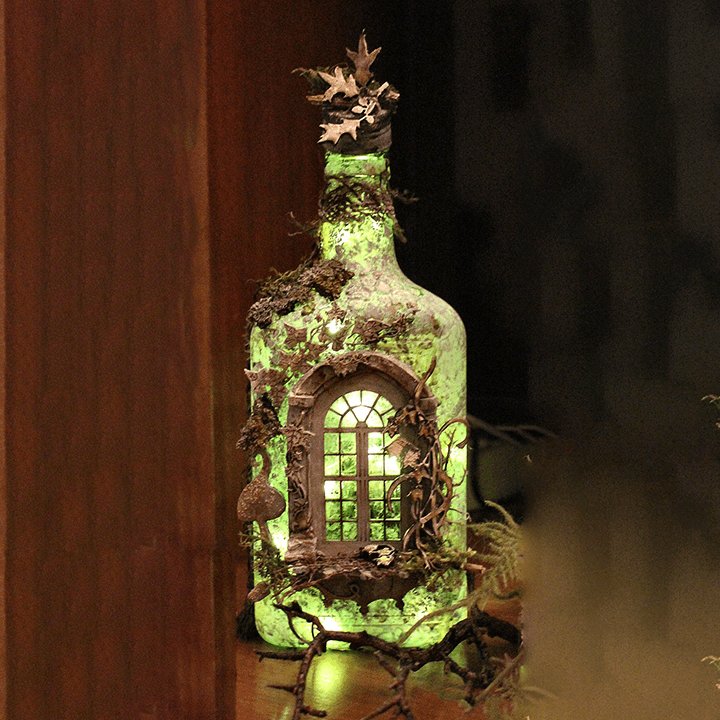 hambort™-Altered Art Bottle - Mystical forest stories