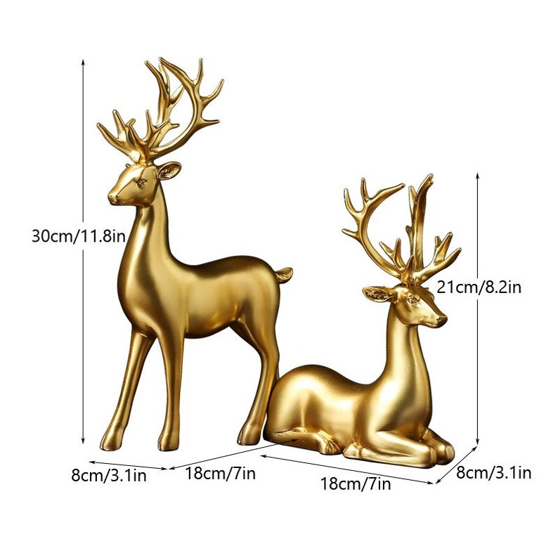 hambort™-Golden Couple Deer Figurines