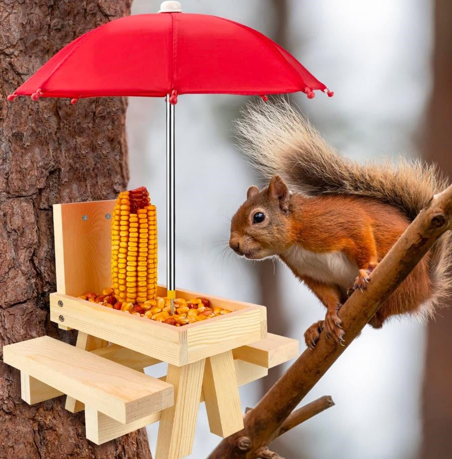 hambort™-Wooden Squirrel Feeder Picnic Tabler