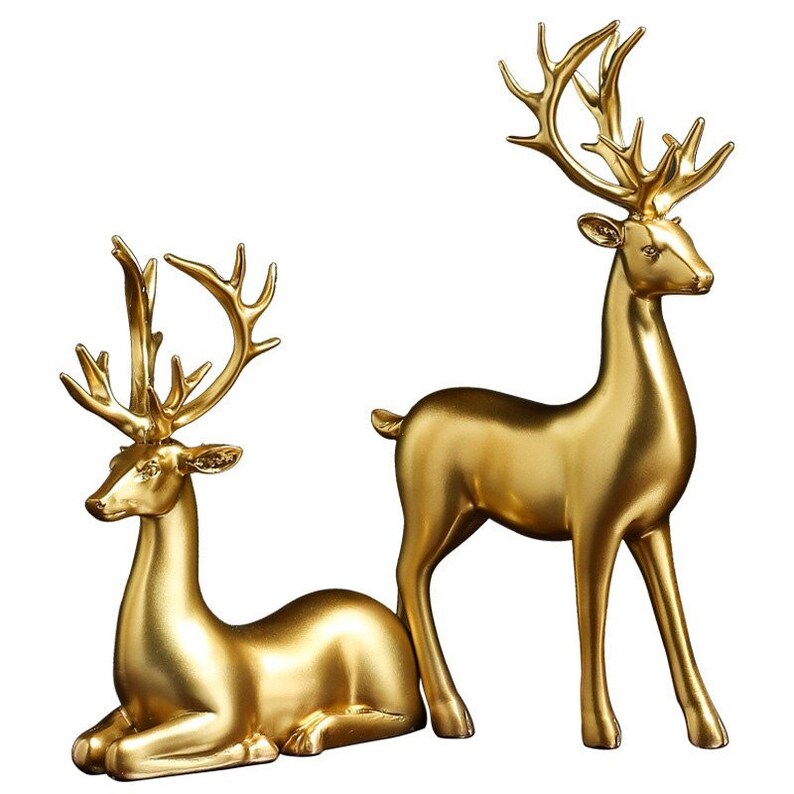 hambort™-Golden Couple Deer Figurines