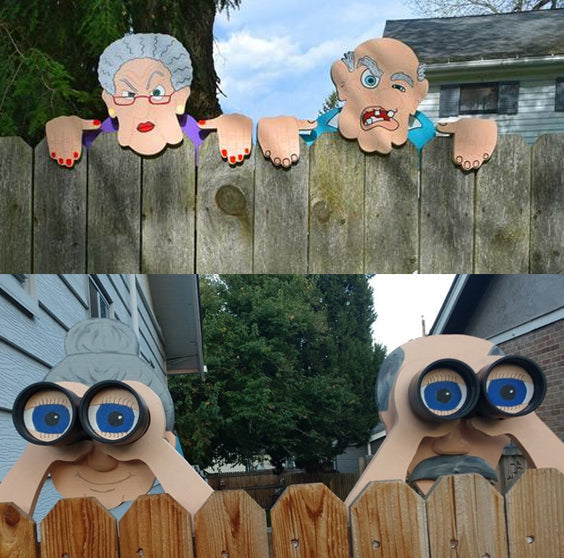 hambort™-Fence Decoration Nosy Old Man and Lady Garden Yard Art