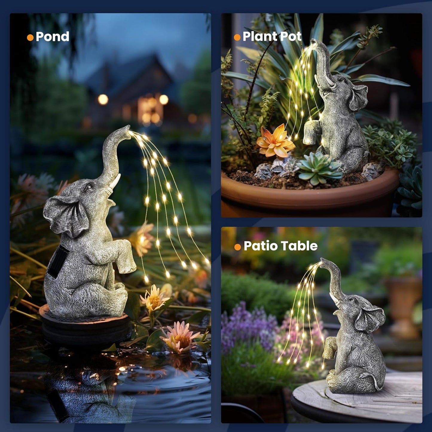 hambort™-Elephant Statue Solar Garden Decor LED Light Strings