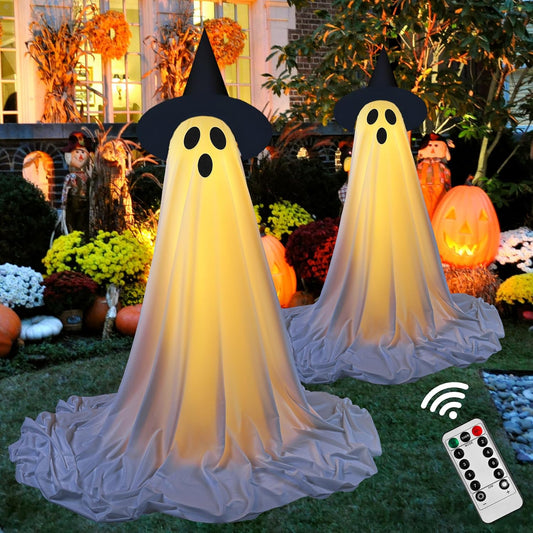 (2 Packs) Halloween Spooky Ghost with String Lights