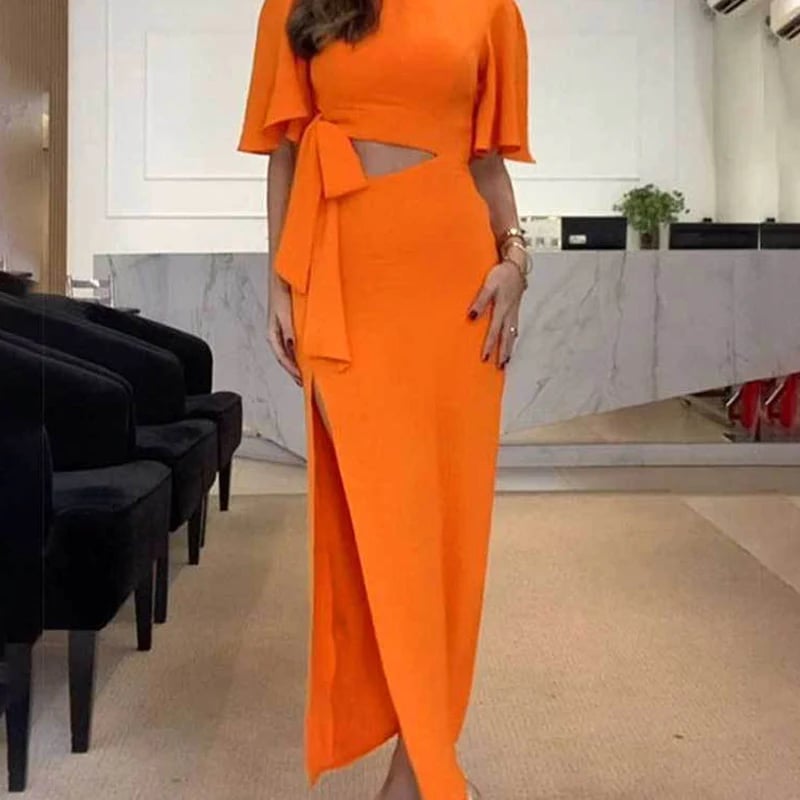 🎉2025 New Arrivals🎉Backless Midi Dress with Waist Cutout and Slit