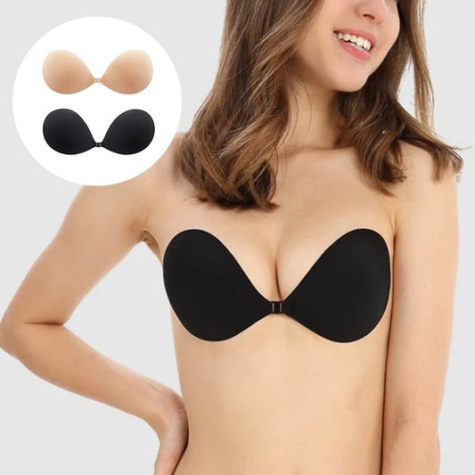 Self-adhesive invisible gathering of bras