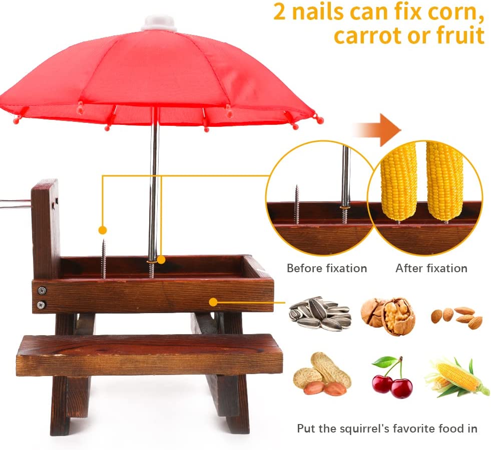 hambort™-Wooden Squirrel Feeder Picnic Tabler