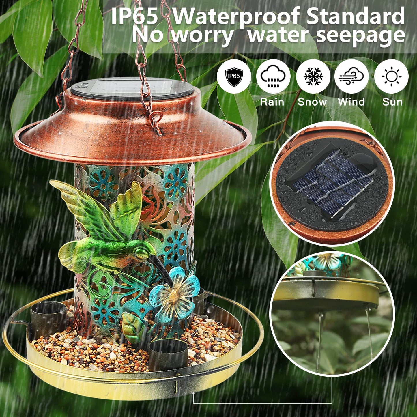 hambort™-Metal Bird Feeder Outdoor Hanging Solar Lamp