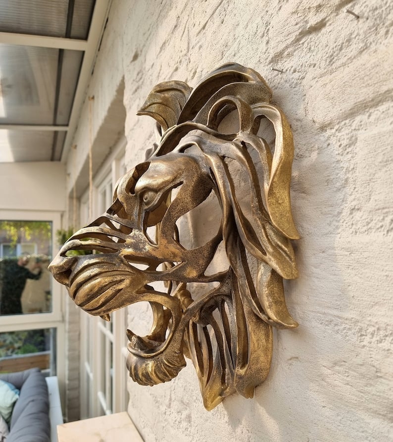 hambort™-Rare Find-Large Lion Head Wall Mounted Art Sculpture