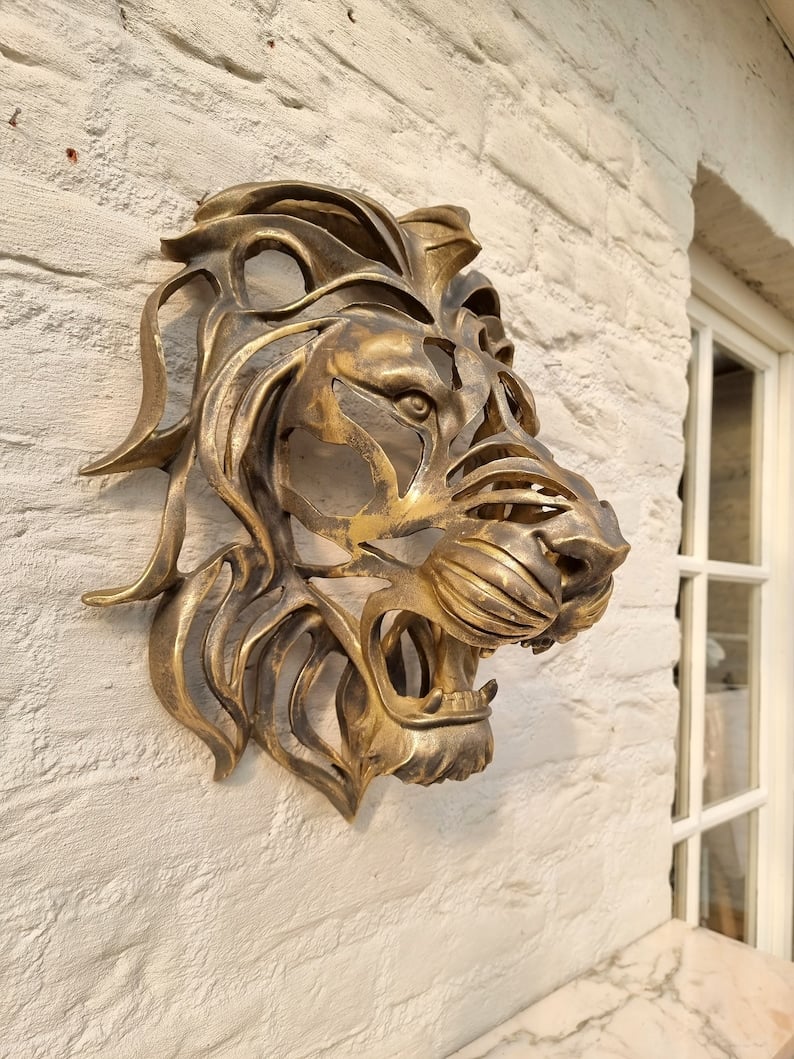 hambort™-Rare Find-Large Lion Head Wall Mounted Art Sculpture