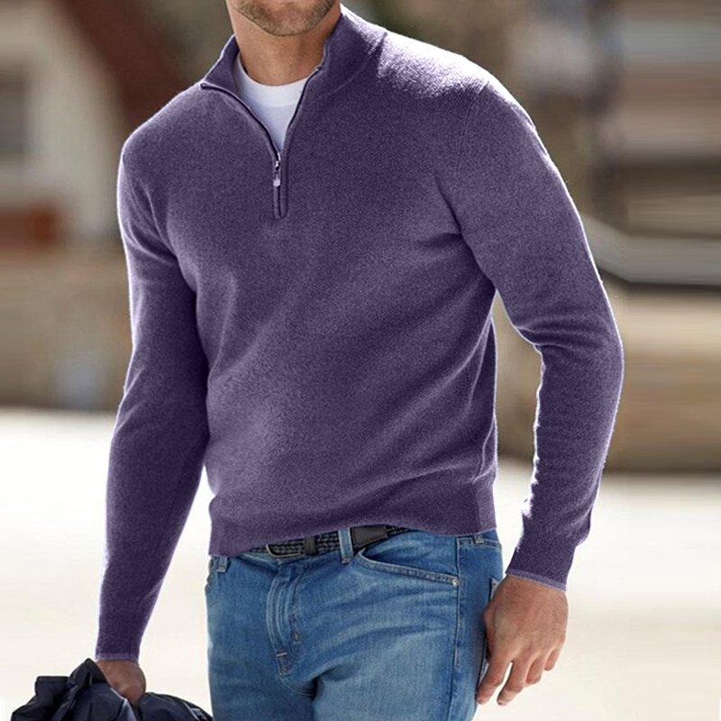 Men's Cashmere Zipper Basic Sweater