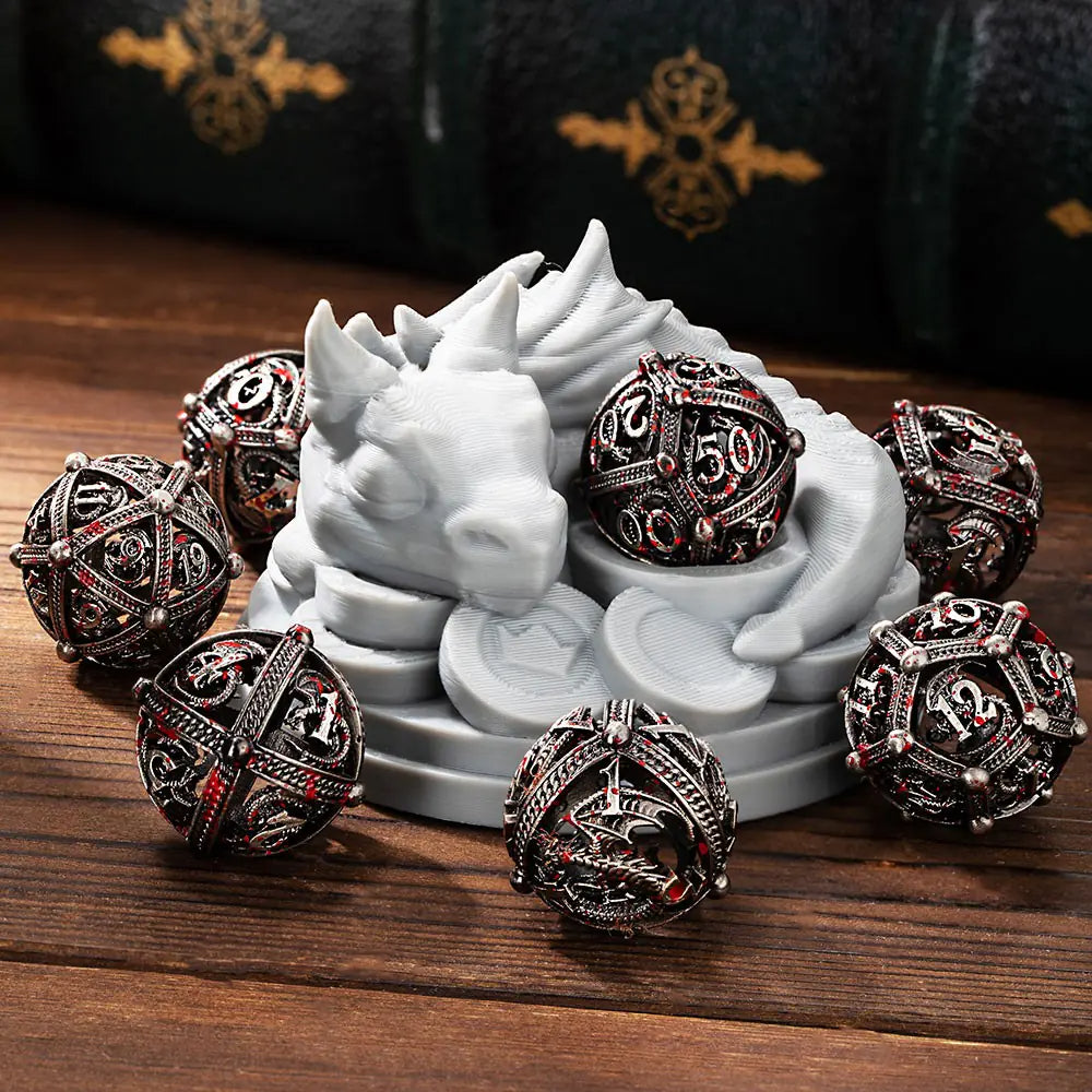 hambort™-Spray Blood Dragon Metal Polyhedral Hollow Dice Set