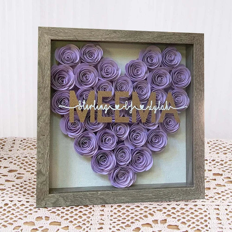 hambort™-Mom Heart Shaped Monogram Flower Shadow Box Gift