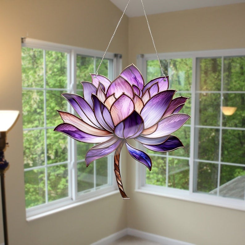 hambort™-Purple Lotus Acrylic Window Hangings, Lotus lovers gift,Home Decor, Gift For Her