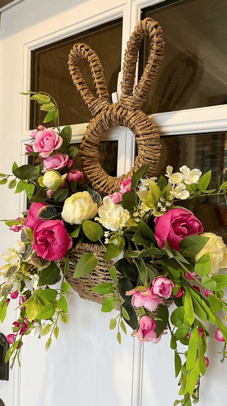 Bunny Basket Hanging Wall Pocket Spring Decor-🎉Easter early sale!!!