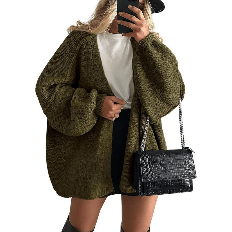 🧺✨ Women's Oversized Cardigan Sweater Fall Long Lantern Sleeve Knit