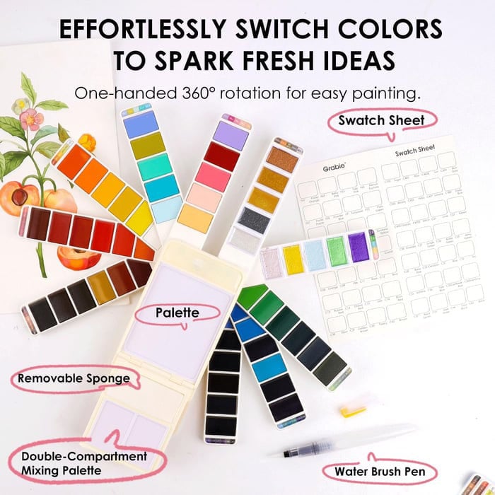 🎨Foldable Watercolor Set Of 56 With Water Brush Pen