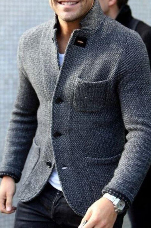 MEN'S RETRO GREY KNITTED JACKET