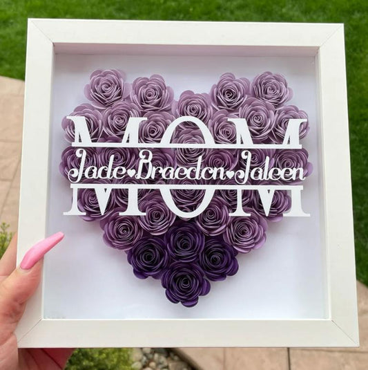 hambort™-Mom Heart Shaped Monogram Flower Shadow Box Gift