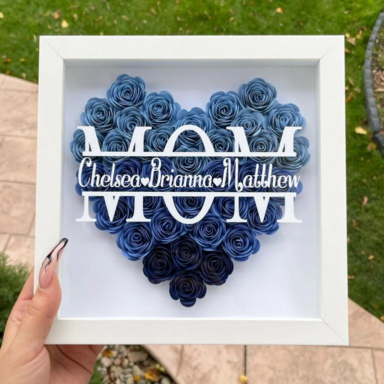 hambort™-Mom Heart Shaped Monogram Flower Shadow Box Gift