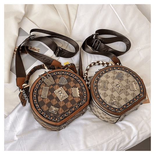 🔥 Promotion 70% OFF - Fashion Retro Bear Badge Print Leather Purse Handbags(Double Zipper)