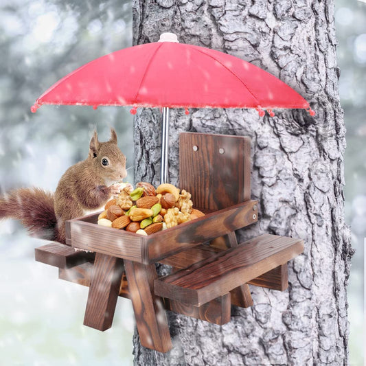 hambort™-Wooden Squirrel Feeder Picnic Tabler