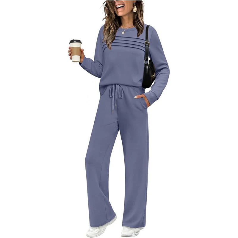✨Women's Crew Neck Top & Drawstring Pants Set