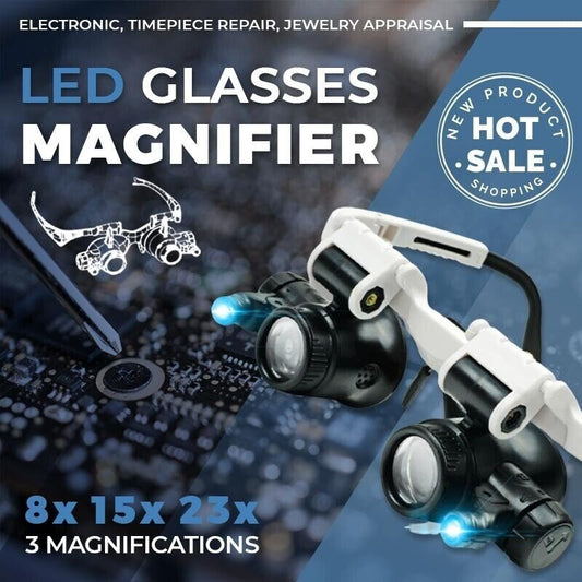 LED Glasses Magnifier 8x 15x 23x(BUY 3 FREE SHIPPING)