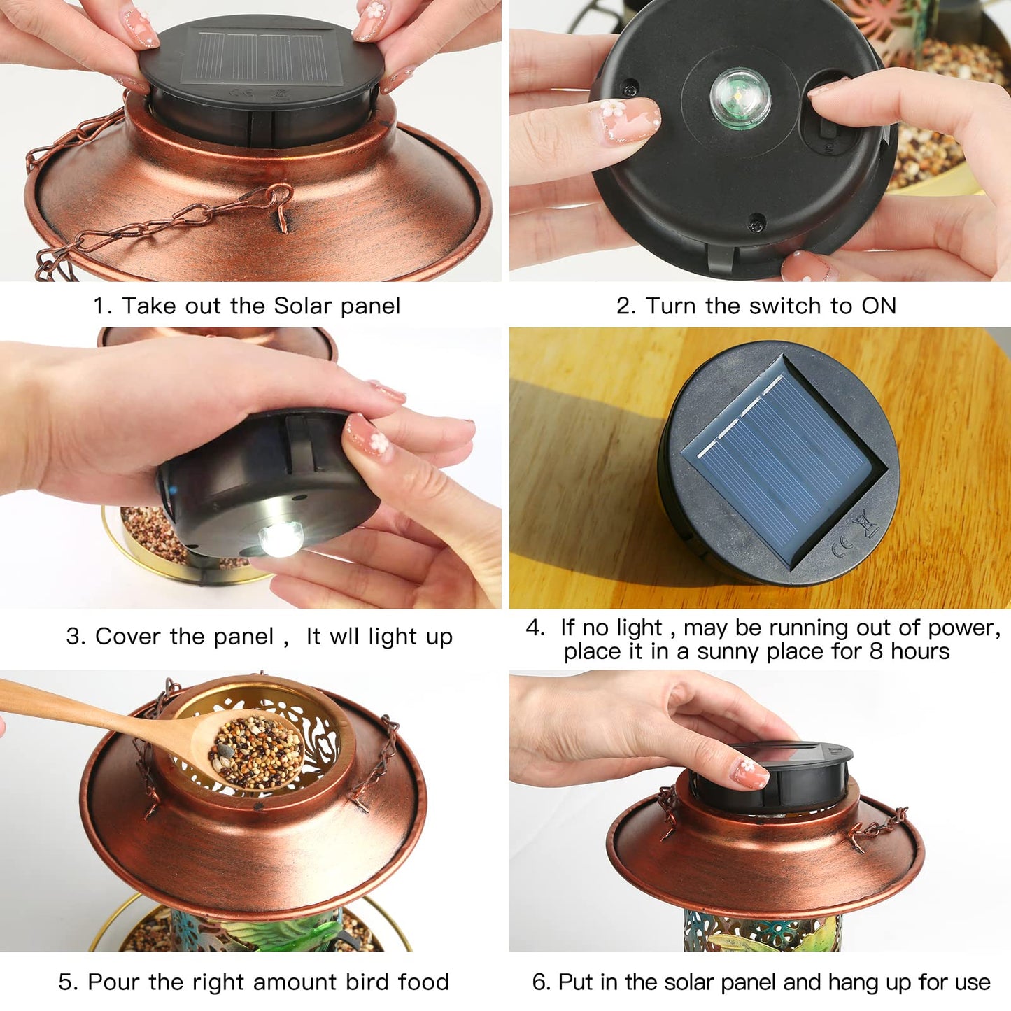 hambort™-Metal Bird Feeder Outdoor Hanging Solar Lamp