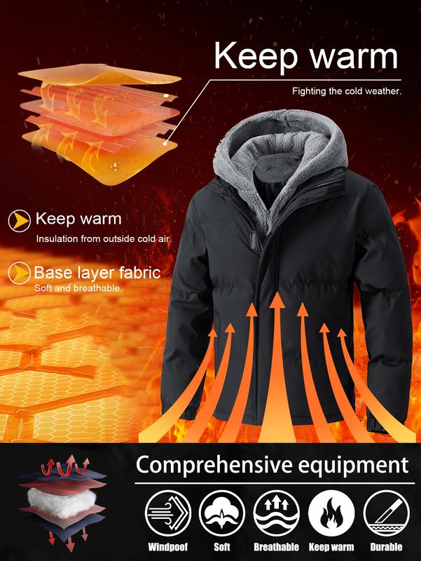 🔥 Men's Thickened Winter Jacket: Windproof Fleece-Lined Hooded Coat 🧥 | Cold-Resistant, Full-Zip + Pockets | Casual Outdoor Warm Coat (Regular Fit) ❄️