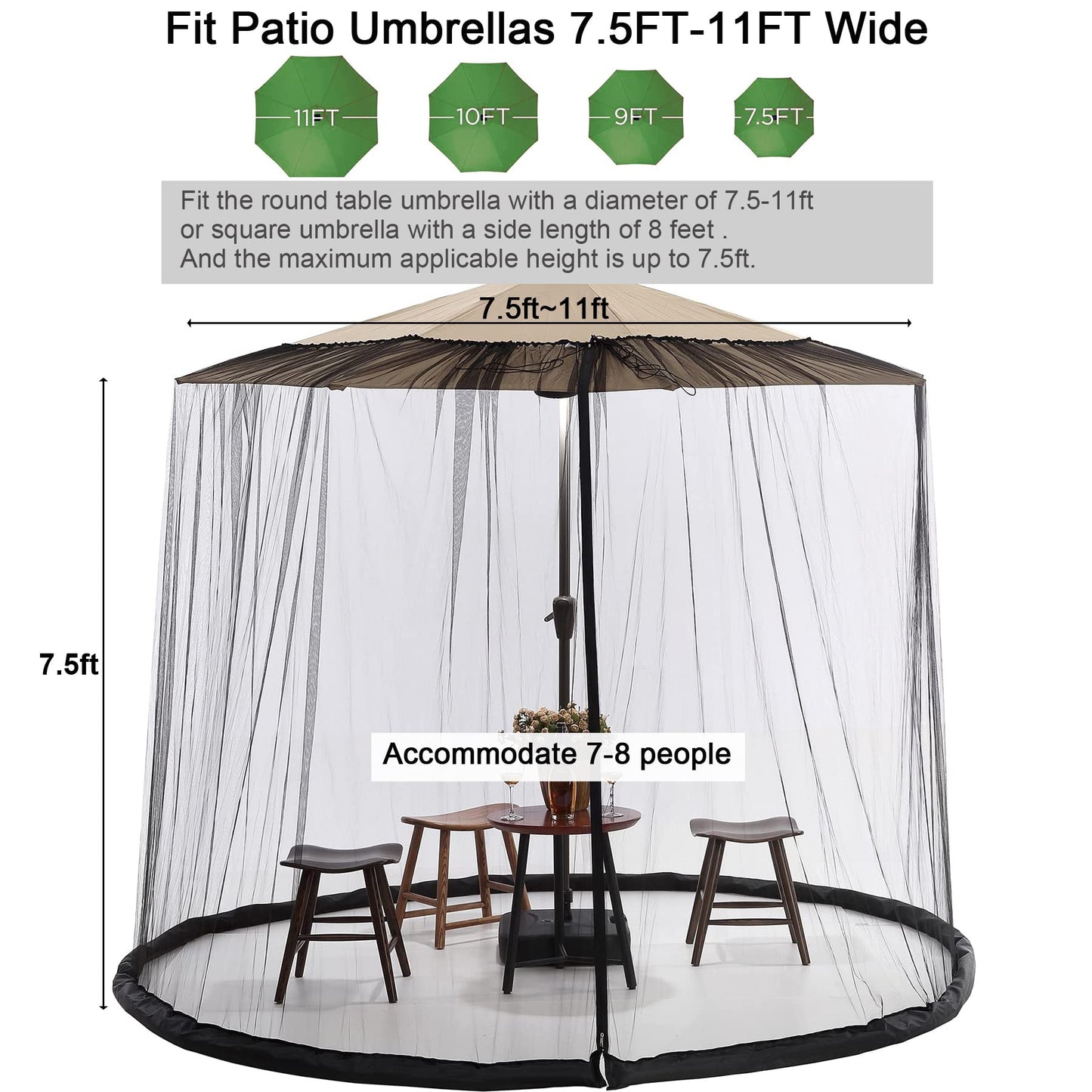 hambort™ - 7.5-10 FT Patio Umbrella Mosquito Net