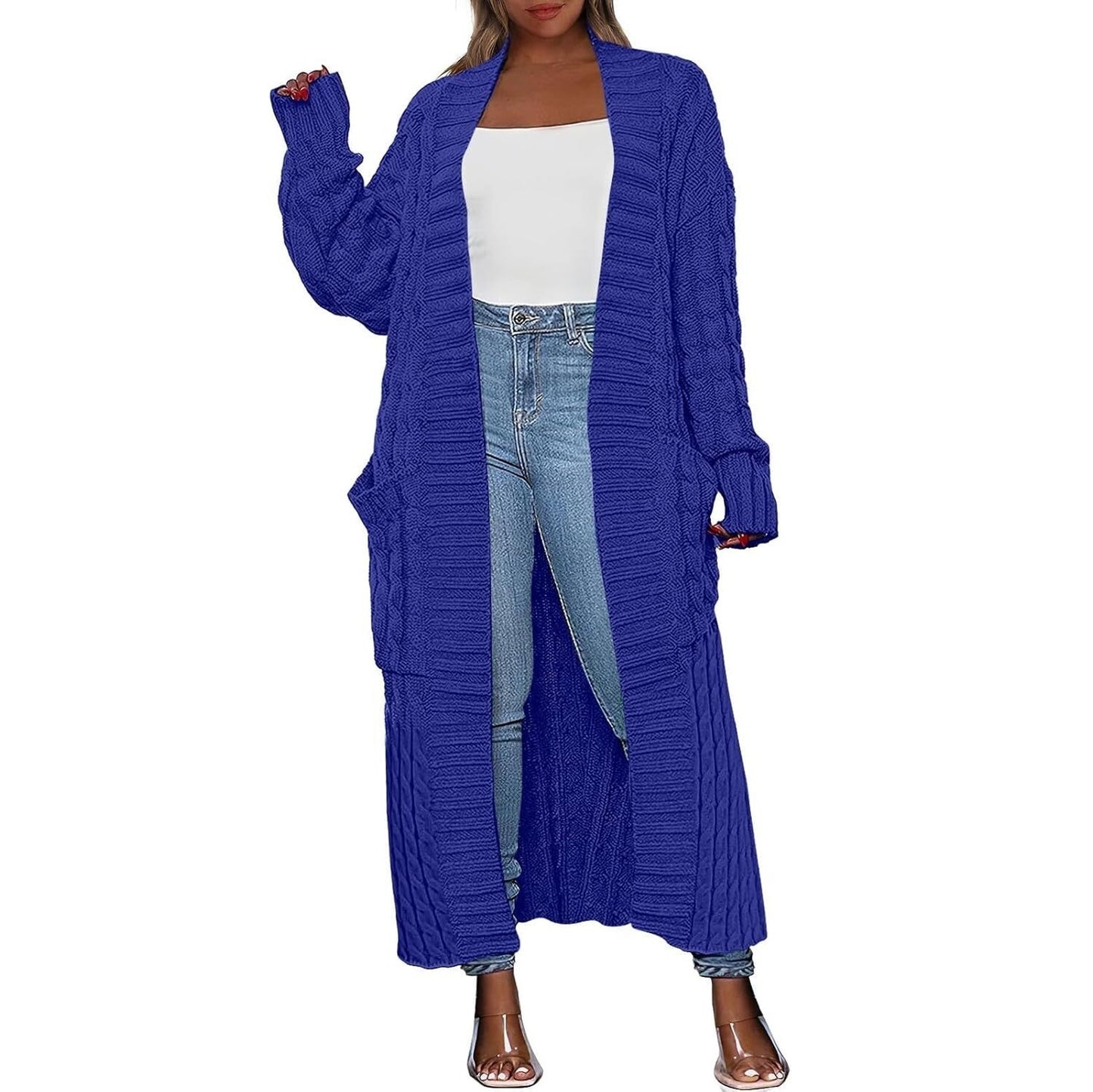Women's Long Cardigan 2025 Oversized Coat Long Sleeve Open Cardigan Knitted Extra