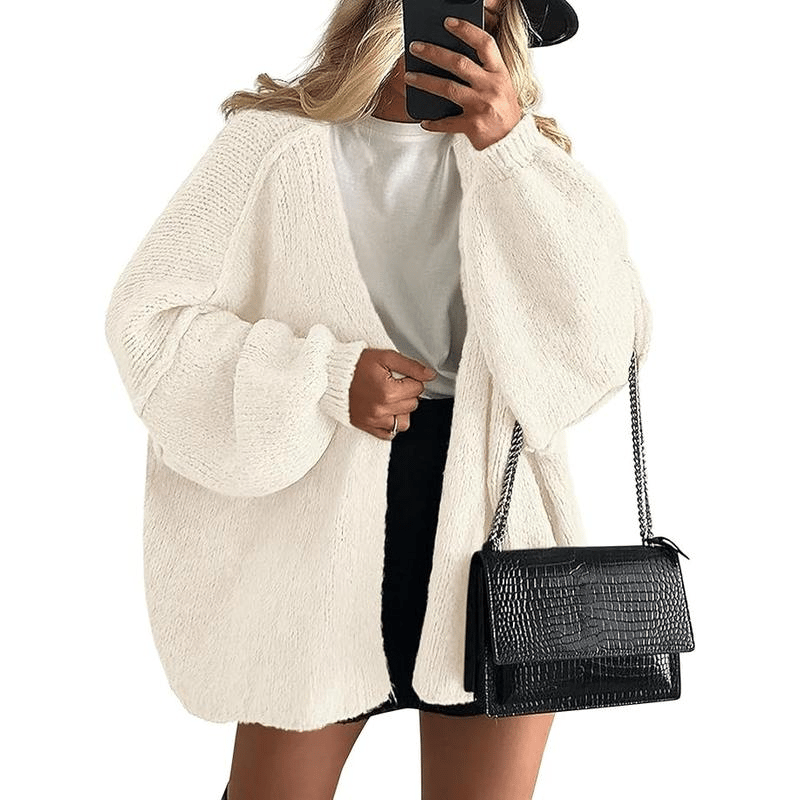 🧺✨ Women's Oversized Cardigan Sweater Fall Long Lantern Sleeve Knit