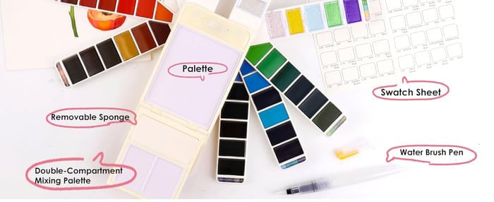 🎨Foldable Watercolor Set Of 56 With Water Brush Pen