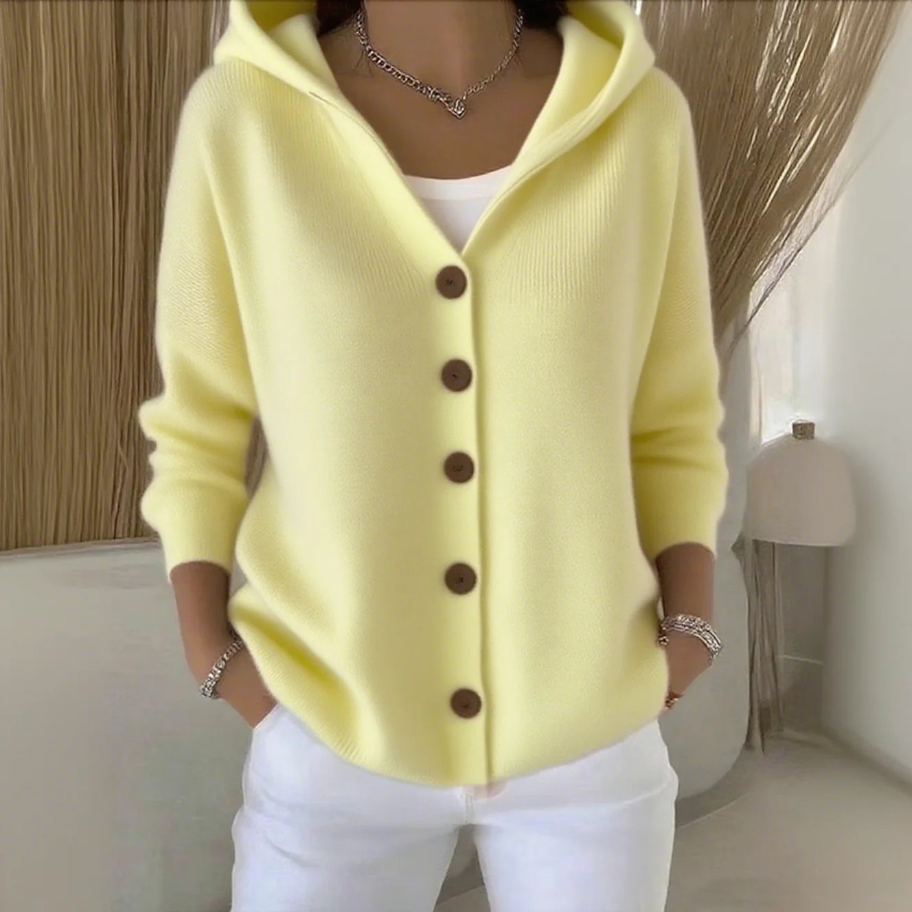 🔥Women Cotton Plain Long Sleeve Comfy Casual Cardigan