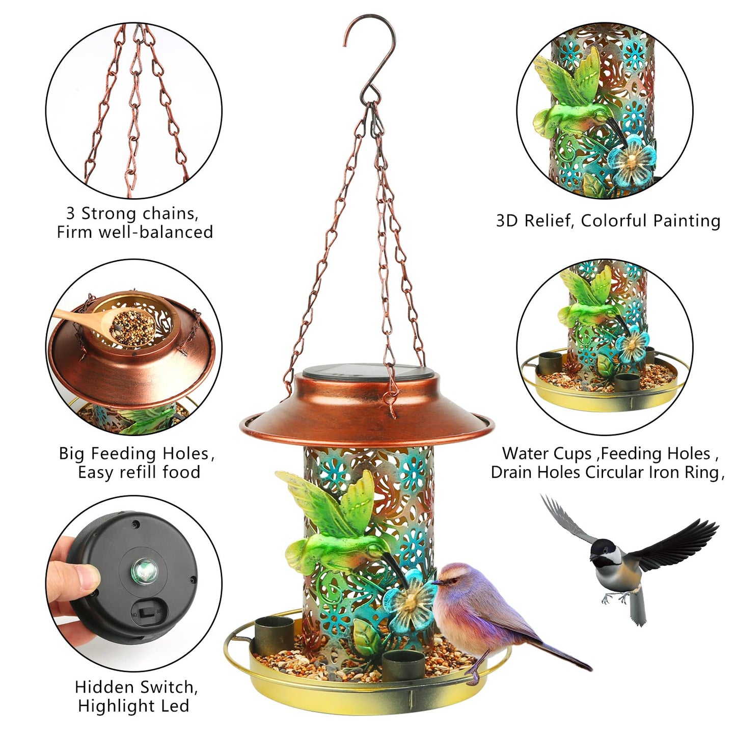 hambort™-Metal Bird Feeder Outdoor Hanging Solar Lamp