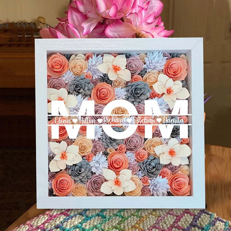 hambort™-Mom Heart Shaped Monogram Flower Shadow Box Gift